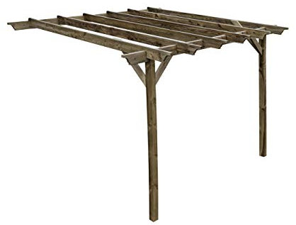 Wooden Garden Lean-to Pergola Kit - Champion Design Shade Canopy Gazebo (2.4m x 4.8m, Rustic Brown)