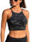 CRZ YOGA Damen Bikinitops Stehkragen Bikini Sport BH Racerback Gepolstert Bikinioberteil Sexy Bikini Oberteil Dschungeltarnung Grau 38
