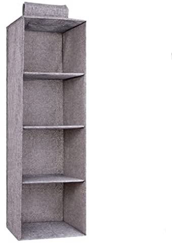 Eulond Hängeorganizer, Schrank-Organizer, Hängeaufbewahrung mit 4 Fächern, Hängeregal Stabil, Kleiderschrank-Organizer Waschbar, 27 x 27 x 80 cm - Grau