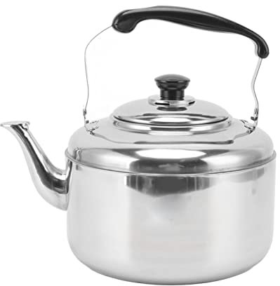 Bouilloire à Thé 5,5 L Grande Capacité en Acier Inoxydable de Qualité Alimentaire Antirouille Bouilloire à Thé Eau Chaude Rapide à Faire Bouillir Théière Prise Confortable Bouilloire Sifflante pour Cu