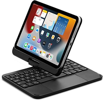 HENGHUI iPad Mini 6 Magnetic Keyboard Case with 360 Rotatable Touchpad, Backlit Keyboard, Slim Protective Cover, Folio, Trackpad, Wireless (Black, USB, A2567, A2568, A2569)