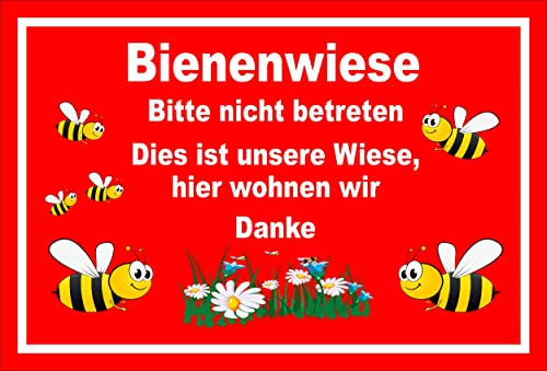 Melis-Folienwerkstatt Schild Bienen-Wiese Nicht betreten 30x20cm - 3mm Hartschaum – 20 VAR S00359-239-D