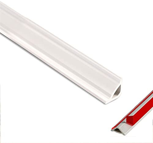 2.6M Moulure autocollante flexible Quart de rond PVC, Bande de calfeutrage étanche, garniture pour moulage, calfeutrage et de garniture auto-adhésif, pour mur, plafond, armoire, comptoir, bords de sol