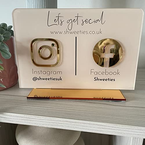 Personalisiertes Multi-Business-QR-Code-Schild Scannen zum Bezahlen mit Ständer benutzerdefinierte Social Media-App-Schilder Acryl Salon Friseure Kosmetikerin Plakette für Restaurant Geschäft (Gold)