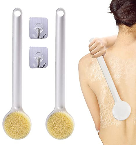TSHAOUN 2 Piezas Cepillo de Ducha de Mango Largo, Cepillo Ducha, Cepillo Espalda Ducha Cepillo de Baño para Hombres y Mujeres para Euerpo Exfoliación Masaje