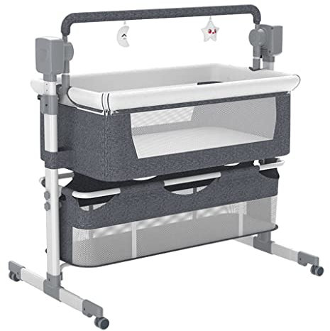 Tragbares elektrisches Kinderbett, tragbares Wiegenbett, großes Bett, multifunktionale verstellbare Wiege mit Moskitonetz, faltbares Nachtbett für Neugeborene, geeignet für 0-6 Monate (Farbe: Dunkel