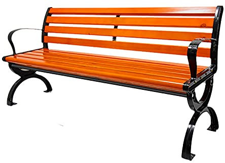 Außenbank für Garten, Terrasse, Esszimmer, Sitzbänke, Möbel, Metall, Stahl und Holz, Gartenpark, Wetterfeste Bank für Außenbereich, Park, Picknick, Hof ( Color : 180cm/71in , Size : With backrest )