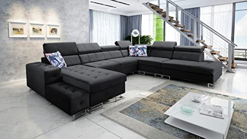 All4All Ecksofa Hugo X 362x293cm - Schlaffunktion - Bettkasten - U-Form - Couch - Eckcouch - Schlafsofa - Sofaeck - Bett - Wohnlandschaft - Magic Velvet 2219 Seite Links 26