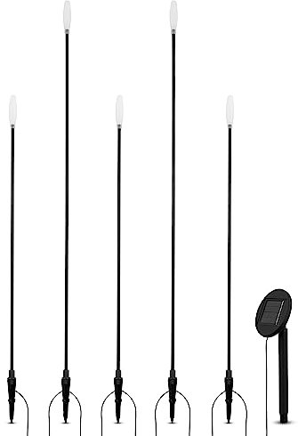 REV - Solarlampe 5er Set für Außenbereiche - Solarleuchte Kerzenform mit Erdspieß - Solarlaterne für Garten, Terrasse & Balkon, IP44 spritzwassergeschützt, 83cm Höhe