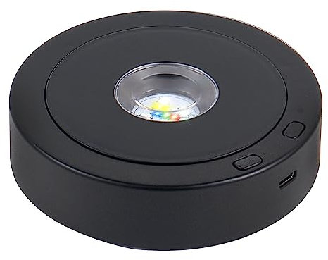 EUSTUMA Rotierender LED-Display-Sockel, buntes Licht, Kristallständer, geeignet für kugelförmige Glaskristall-Kunstwerke, Urlaubsparty-Dekoration. (Schwarz)