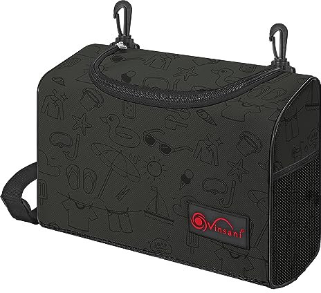 Vinsani Clothes Peg Bag Premium Zipped Waterproof Wearable Peg Storage Organiser Bag with Double Clips, Shoulder/Waist Strap Holds up to 300 Pegs Suitable for Indoor Outdoor Use – Printed Grey
