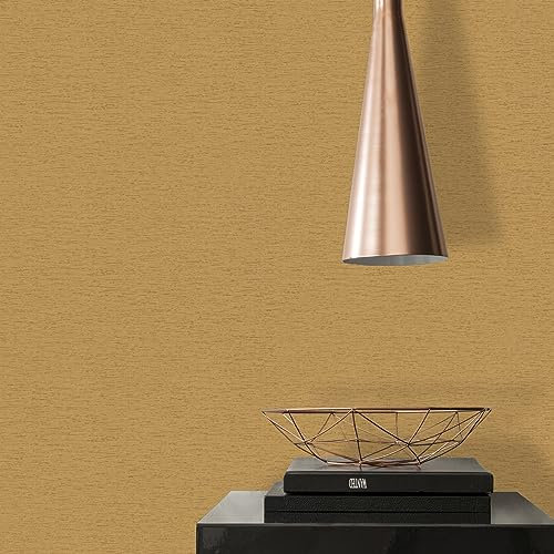 Livingwalls Famous Garden 393516 Plain Wallpaper Golden Brown Yellow Non-Woven Wallpaper 10.05 m x 0.53 m Made in Germany