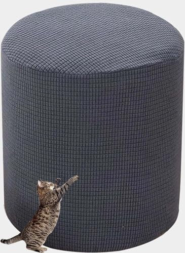 Hockerbezug Quadratisch/Rund 40x40/45x45/50x50cm Gray Stretch Ottoman Bezug Jacquard Velvet Fußhocker Bezug Luxuriöser Hockerabdeckung Waschbar Hocker Protector (Color : A8, Size : 50x50cm/19.6x19.6