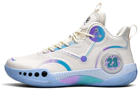 Scarpe da Basket da Uomo, Scarpe Alte Antiscivolo Traspiranti con Lacci Colorati Scarpe Sportive Outdoor(40 EU, Beige)