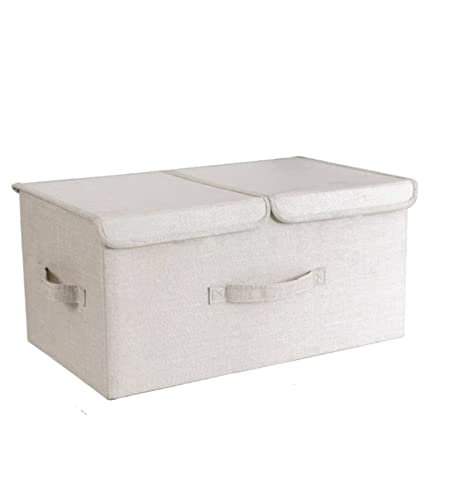 PACUM Aufbewahrungsbox mit Deckel, zusammenklappbare Kleidungs-Aufbewahrungsbox, Stoff-Aufbewahrungsbox (Farbe: Hellgrau) (Beige) Vision
