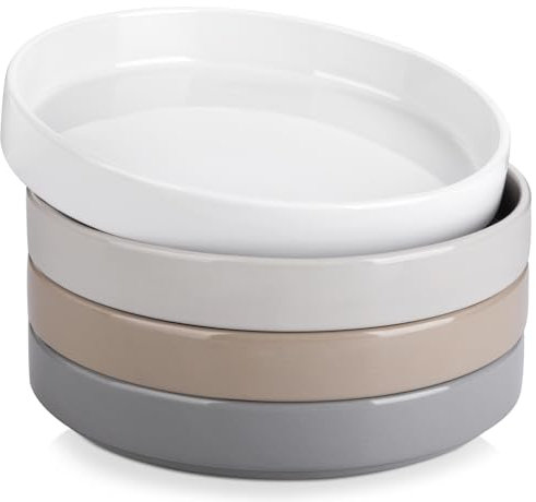 vancasso VENUS Cuencos de Pasta Set de 4-22,9 x 3,9 cm Plato Hondo Sopa de Gres, Tazón de Pasta de 34 oz, Fuente Ensaladera Grande, Apto para Lavavajillas y Microondas, Multicolores