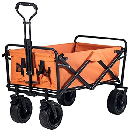 Outdoor Folding Utility Wagon, Faltbarer Gartenwagen mit Rädern, Outdoor-Campingwagen, tragbarer Bollerwagen mit Bremse