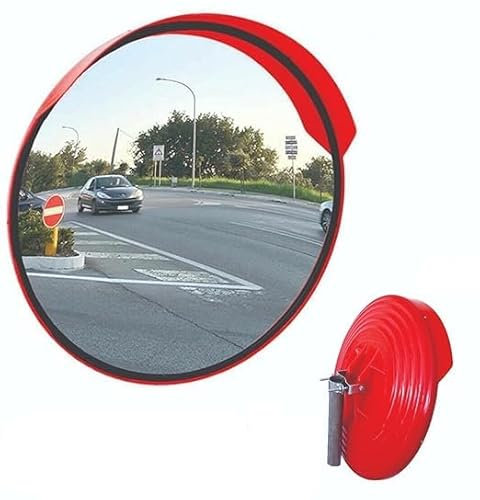 Generic SPECCHIO STRADALE CONVESSO PARABOLICO INFRANGIBILE DIAMETRO Ø 70 CM resistente alle intemperie per sicurezza stradale, garage, magazzino, elimina punti ciechi, parcheggio, curva pericolosa