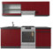 Vicco Küchenzeile R-Line, Küchenblock, Rot/Anthrazit, 200 cm, AP Anthrazit