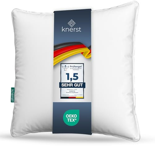 KNERST® 2er Set Kopfkissen 80x80 - Made in Germany - Öko-Tex Kissen 80x80 gegen Nackenschmerzen & Verspannungen - Kopfkissen Bettkissen für gesunden & erholsamen Schlaf - Pillow Schlafkissen