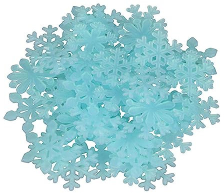 RORPOIR 300stücke Schneeflockenaufkleber Glow in The Dark Fenstersticker Aus Kunststoff Für Weihnachtsdeko Winterhochzeit Schlafzimmer Kindergarten Mit Kleber