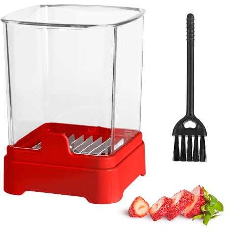 Strawberry Slicer Cup, Fruit Cutter – Quick-Slice, Meal Prep, Red