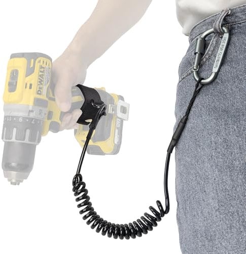 otuiaim Cuerda Elástica Retráctil para Taladro Inalámbrico con Mosquetón y Cierre de gancho y bucle, Lanyard de Seguridad Anticaída de 50 - 160 cm para Herramientas Eléctricas, Capacidad < 5 KG