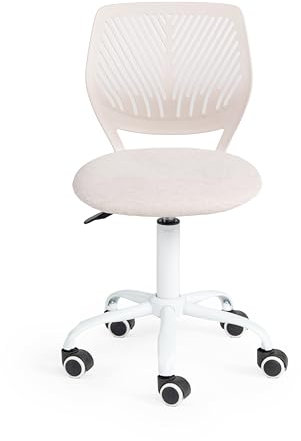 FurnitureR Set von 1 Schreibtisch Stuhl, einstellbare Höhe Task Stuhl, Drehstuhl mit kleinem Loch Rückenlehne Design für Schlafzimmer Arbeitszimmer, Hellbeige