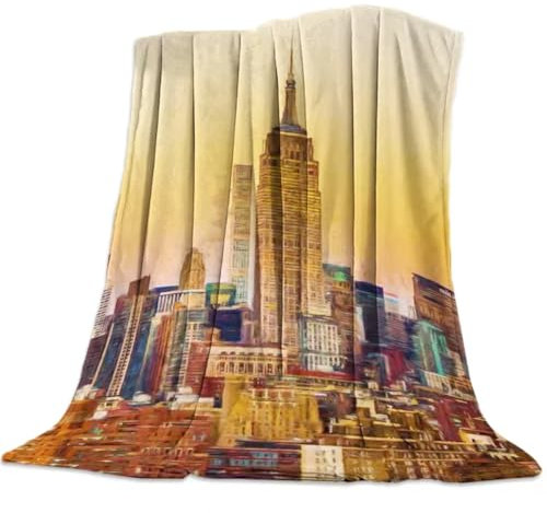 SJSXWQN Decke New York Kuscheldecke Flauschig Extra Weich Warme Mikrofaser Wohndecke Fleecedecke für Tagesdecke Sofadecke Couchdecke Bettüberwurf - 130x150 cm