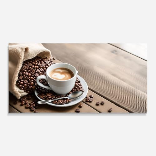 ARTHUB® Küchenrückwand aus Glas 60x120 cm, 5mm ESG | Spritzschutz, Glasplatte, Herdspritzschutz, Wandschutz für Herd, Hartglas, Lebensmittel, Kaffee, Coffee On Table