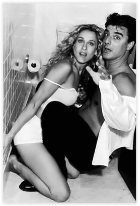 efhavce Poster Carrie and Mr Big in Toilette, Leinwandposter, Schlafzimmer, Dekoration, Landschaft, Büro, Raumdekoration, Geschenk, 30 x 45 cm