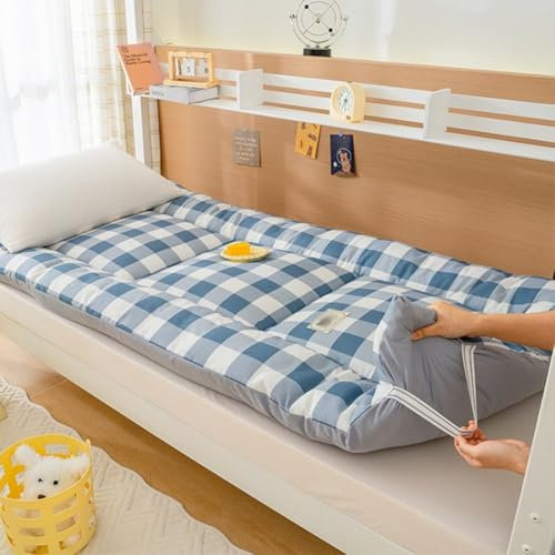 Futon-Matratze in voller Größe, extra dickes Futon-Schlafsofa, verbesserte faltbare japanische Bodenmatratzenauflage, aufrollbare Schlafsaal-Matratze for Jungen und Mädchen(Light Blue,71x79inch)