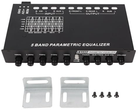 Auto-Audio-Equalizer mit 5-Band-Abstimmung und Einstellbarer Frequenzweiche, verbessert die Klangqualität für Verschiedene Verstärker (19 x 12 x 3 cm)