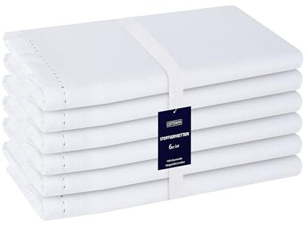 Cottoniva Stoffservietten Set aus 6-100% Baumwolle, 46x46 cm Servietten, Weich, Wiederverwendbar und Langlebig - Perfekt für Abendessen, Hochzeiten, Partys und den Alltag Servietten Weiß