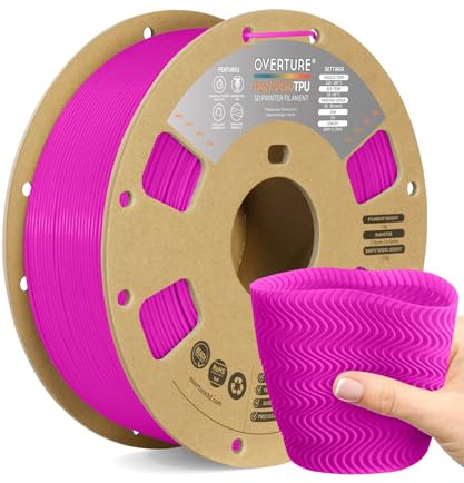OVERTURE High Speed TPU 95A 3D Printer Filament 1.75mm, 1kg Neon Magenta | Flexible & High Elasticity & Durability, Excellent Layer Adhesion, Accuracy ± 0.02mm, Fits Most FDM (Neon Magenta)