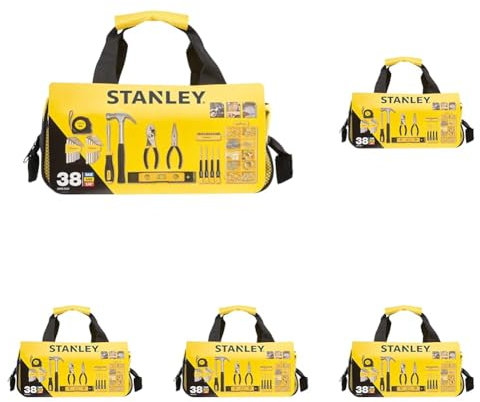 Stanley Stmt0-74101 Composition d'Outils mix Dans Un Sac Souple - mesure - marteau - Tournevis Porte-Embouts - Tournevis de Précision - Pinces - Niveau… - Dimensions : 33 x 20 x 16.5 cm - 38 Pièces