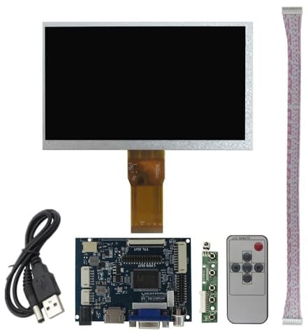 7 Inch LCD Display Monitor, 1024 x 600, HDMI/VGA/AV, Driver Control Board, Universal Portable, Compatible with Raspberry Pi