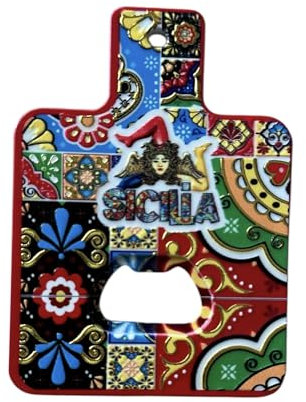 Imanes abrebotellas sicilianos decorativos, diseño de limones y motivos tradicionales, souvenirs de Sicilia (Maioliche)