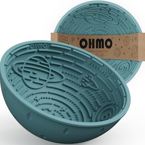 OHMO Tapis de Léchage Chien, Gamelle Anti-Glouton pour Chien et Chat, Tapis de Léchage avec Motif Étoilé pour Soulagement de l'Anxiété & Alimentation Lente, en Silicone Alimentaire, Bleu Clairs