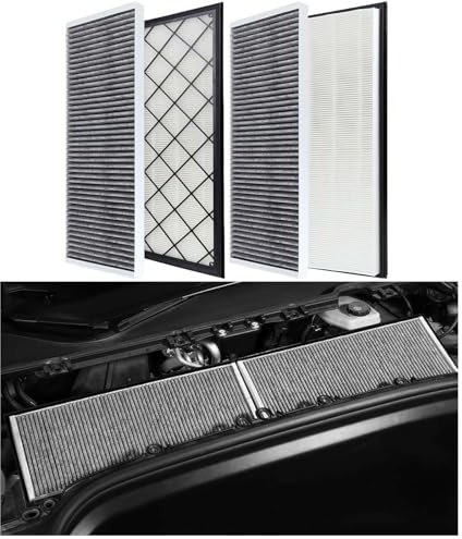 KKTR-CAR Filtro dell'aria HEPA esterno con carbone attivo, modalità di ricircolo esterno, filtro dell'aria di ricambio per Tesla Bio-Defense (2019-2025) (4 pezzi)