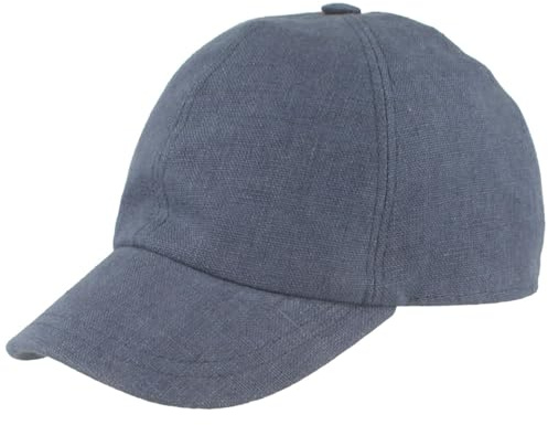 Breiter Baseball-Cap 100% Leinen Sonnencap Baseballmütze Kappe 59/L Navy