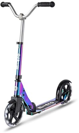 micro™ Cruiser LED | Das ORIGINAL | Kinderroller ab 5 Jahren | Höhenverstellbar & klappbar | Inklusive LED Rollen | stylischer V-Lenker und große Räder | Tretroller für Jungen und Mädchen (neochrome)