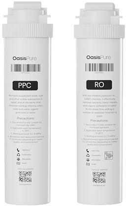 OasisPure® FreshGo Ersatzfilter Set (PPC + RO) | Kompatibel mit FreshGo Slim & FreshGo Flex | PPC-Vorfilter gegen Sedimente, Chlor, Gerüche & Kalkablagerungen | RO-Membran mit Filtration bis 0,0001 µm