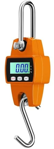 Bilancia a Gancio, Bilancia for gru da 300 kg Bilancia elettronica in acciaio inossidabile con gancio sospeso Bilancia portatile Kg/Lb/N(Oranje)