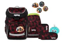 ergobag Schulranzen-Set cubo Bundle Set UnaufhaltBär - Schwarz | Ergonomischer Schulrucksack Klassisch, 6-teilig, für die 1. Klasse Grundschule, ideal für den Schulstart