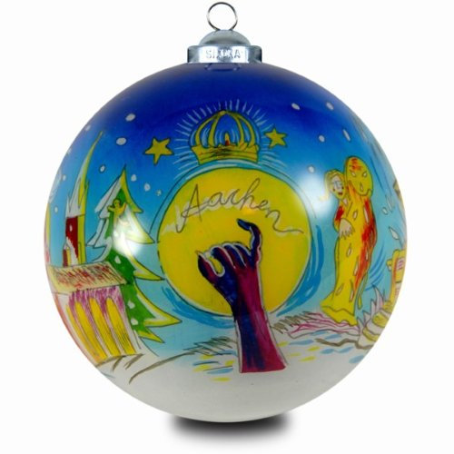 SIKORA K08-AA Motiv Stadt Aachen Glaskugel Weihnachtskugel Innenglasmalerei D: 7,5 cm
