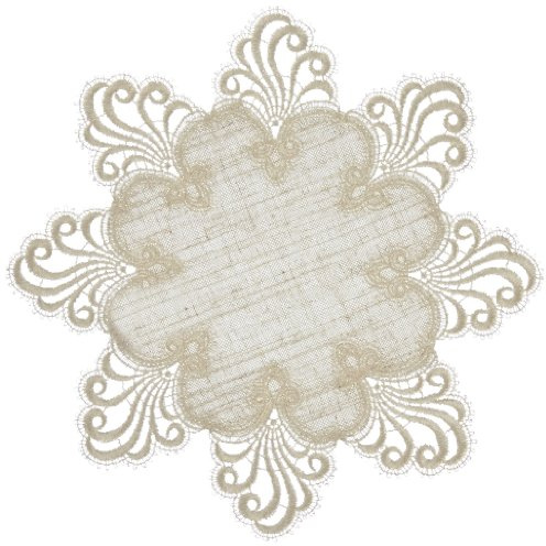 Plauener Spitze 3086L_11_32 Tischdecke Design Nizza, 11 cm breite Spitze, 32 cm rund