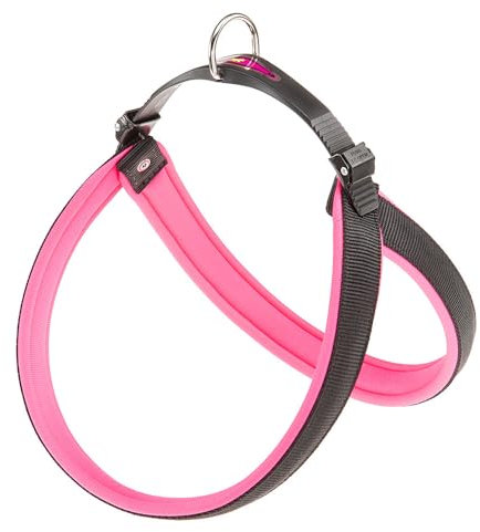 Ferplast Ergonomisches Hundegeschirr AGILA Fluo 6, ausgezeichnete Passform, doppelter Mikroregulations-Verschluss, weiche Polsterung, A = B 57 ÷ 65 cm 25 mm Pink