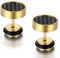Flong Damen Ohrstecker fake tunnel Ohrringe 10mm Edelstahl Gestüt Stecker Kohlenstoff Carbon Fiber Kohlefaser Ohrringe Ohrstecker Ohrhänger Schwarz Gold Fake Plug Herren