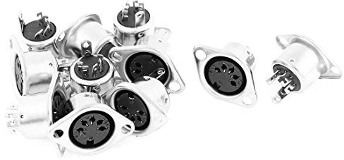 sourcing map 10stk weibliche innen Buchse 5-polig DIN Stecker Adapter Sockel Silber Ton de
